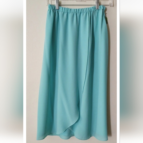 Vintage Wrap Front Skirt Teal Blue Green Size 10 NWT Flowy New W/Tags Old Stock - Picture 5 of 9